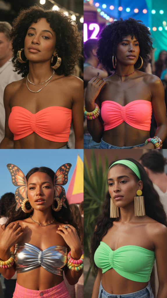 Tube Tops Paired With Statement Accessories