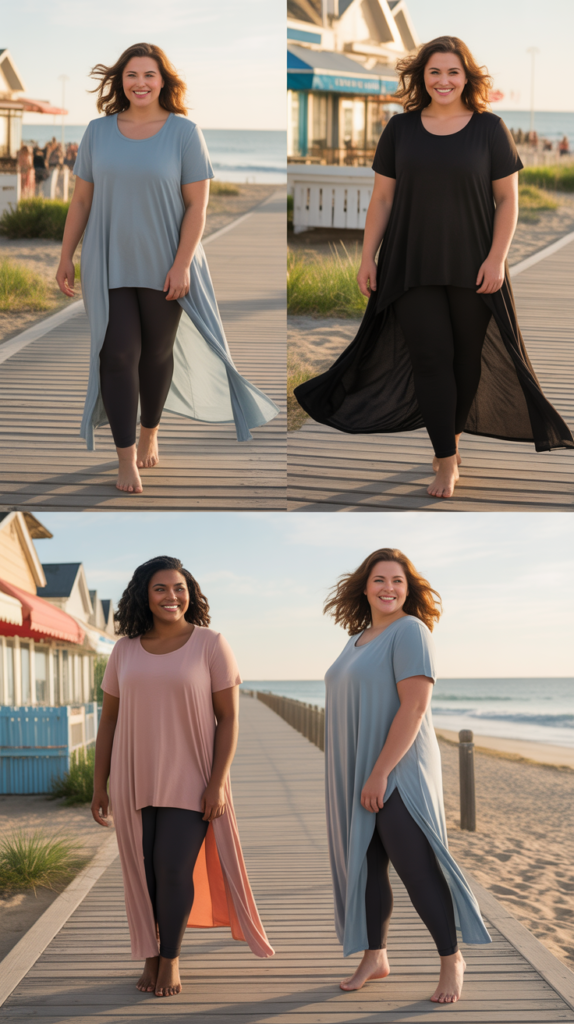 Long Tunic with Side Slits Over Leggings