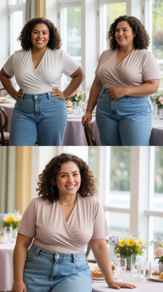 Wrap Top and Mom Jeans