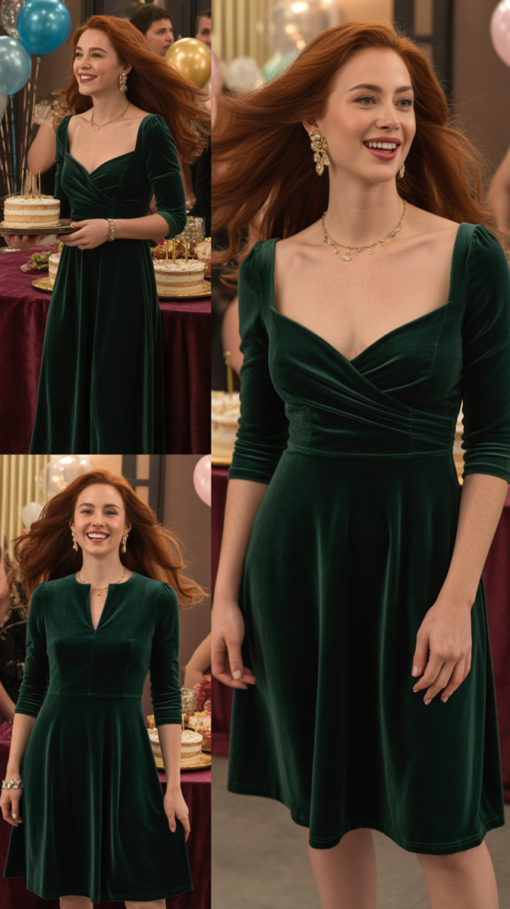  Emerald Green Velvet Dress