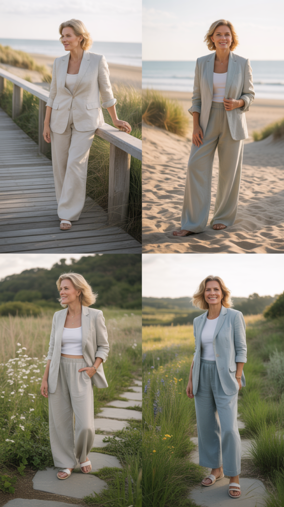 Linen Blazer with Relaxed Pants