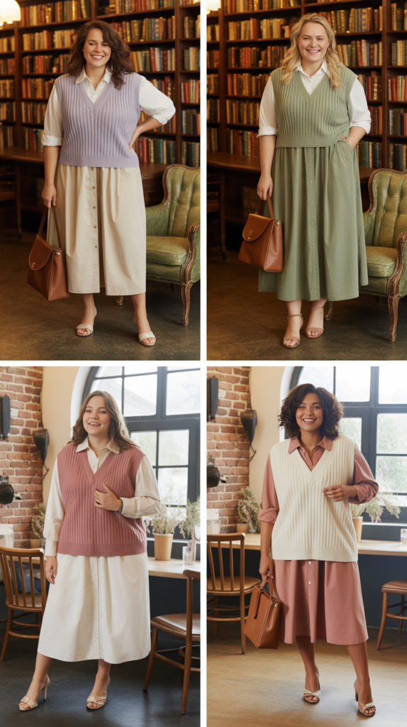 Sweater Vest Over Dress