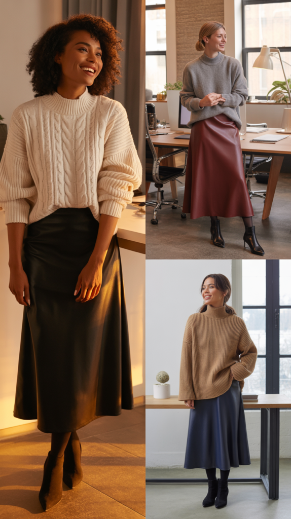 Midi Skirt with Oversized Sweater