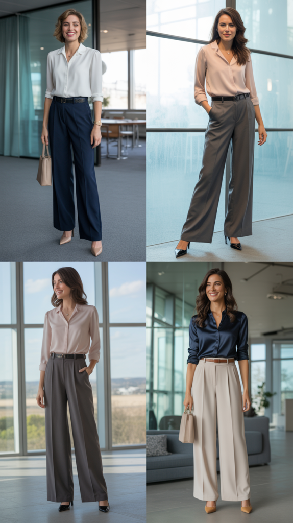 Wide-Leg Trousers with Fitted Top