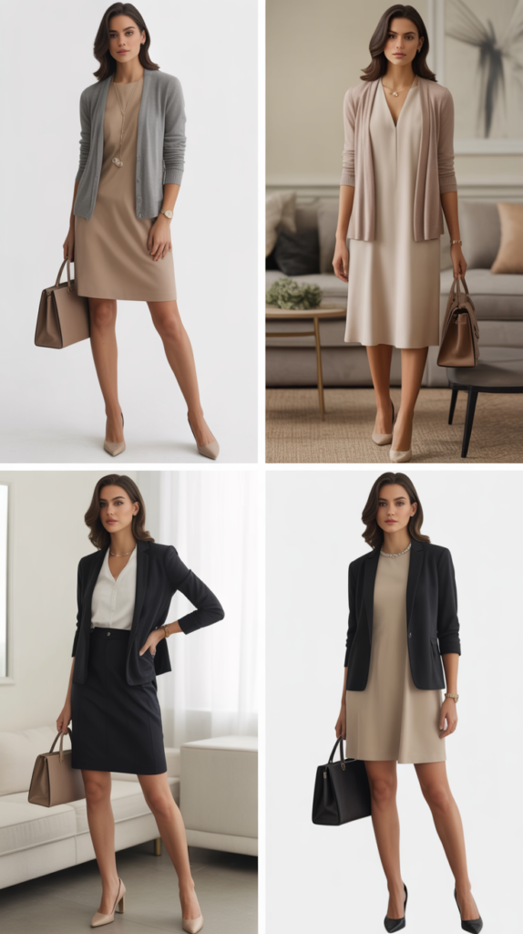 Shift Dress with Cardigan Layer