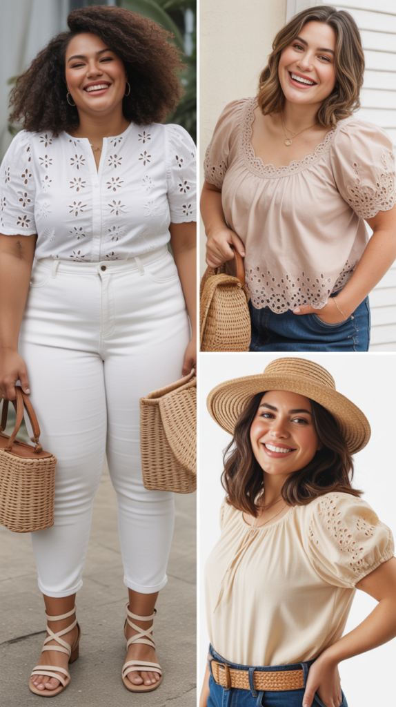 Eyelet Lace Top with White Jeans