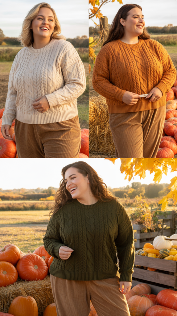 Cable Knit Sweater with Corduroy Pants
