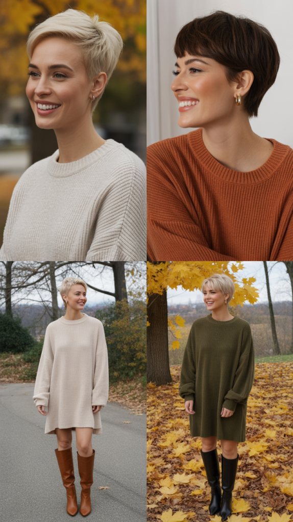 Oversized Sweater Dress with Knee-High Boots