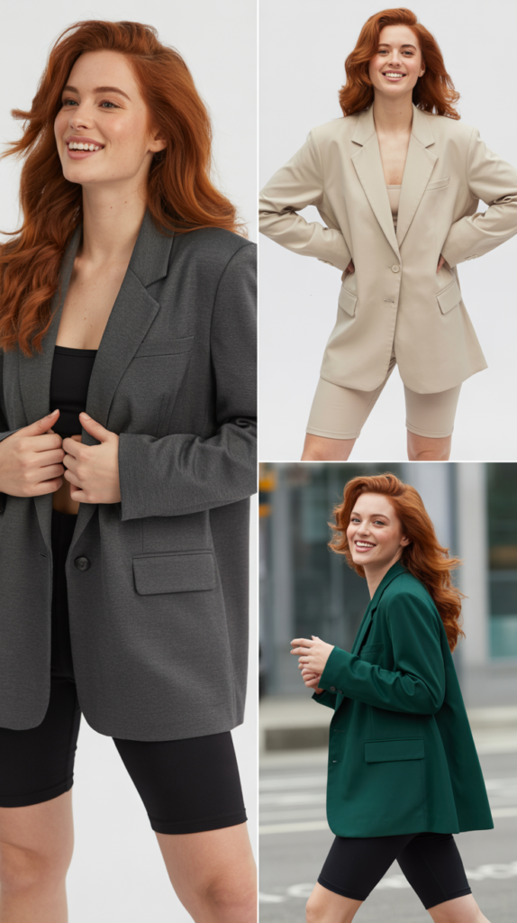 Oversized Blazer With Biker Shorts