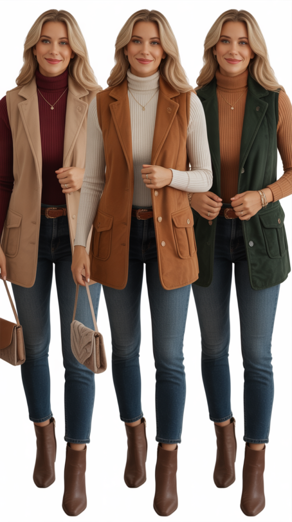 Turtleneck and Vest Combination