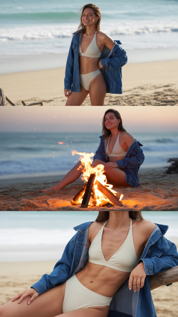  Monokini with Denim Jacket