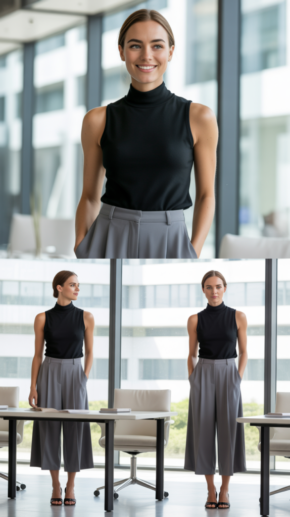 Sleeveless Turtleneck with Culottes