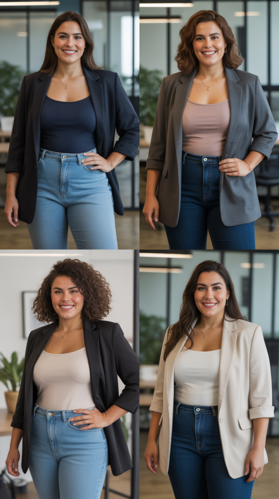 Blazer and Cami with High-Waisted Mom Jeans