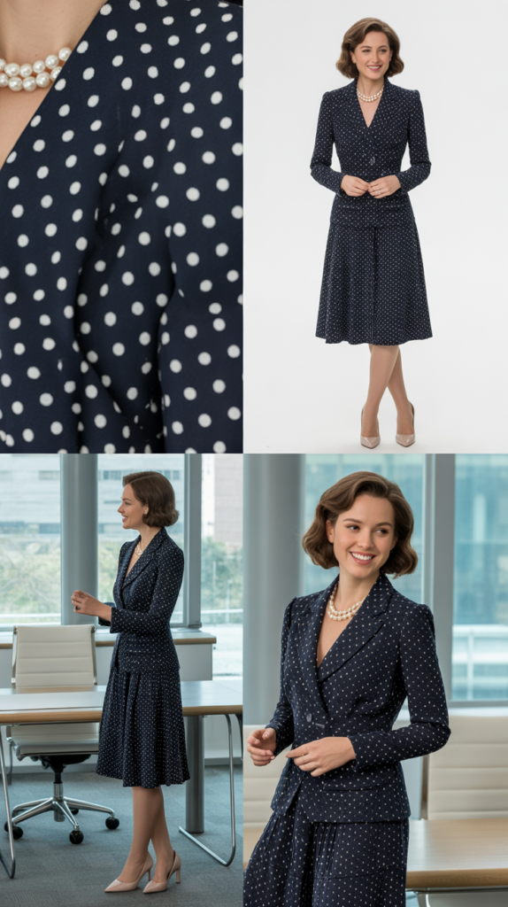 Navy and White Polka Dot Dress
