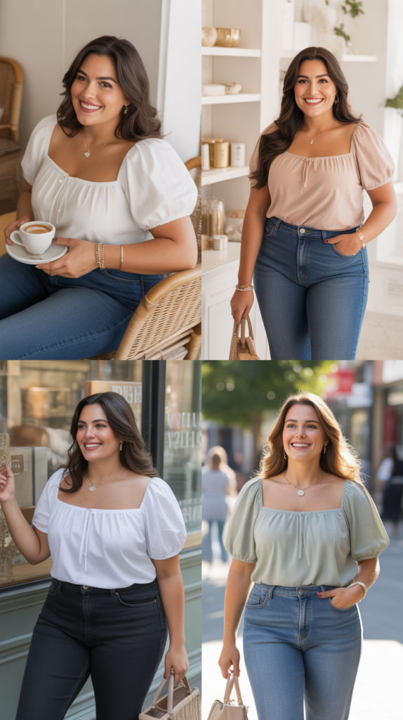 Puff Sleeve Blouse with Dark Jeans