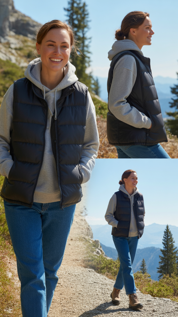 Puffer Vest With Hoodie and Jeans