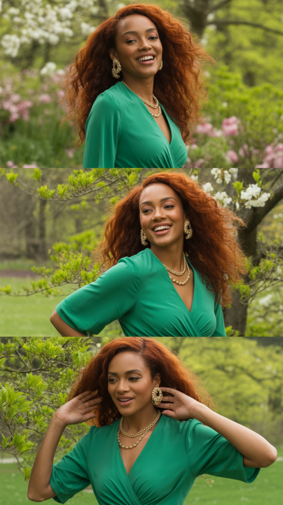 Emerald Green Midi Dress with Gold Accessories