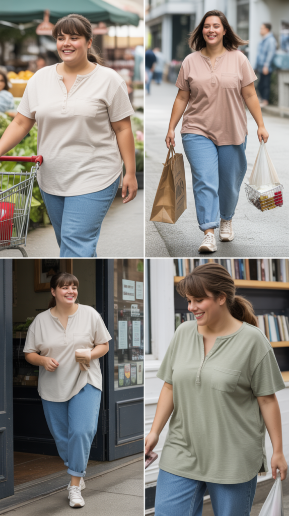 Henley Shirt and Mom Jeans