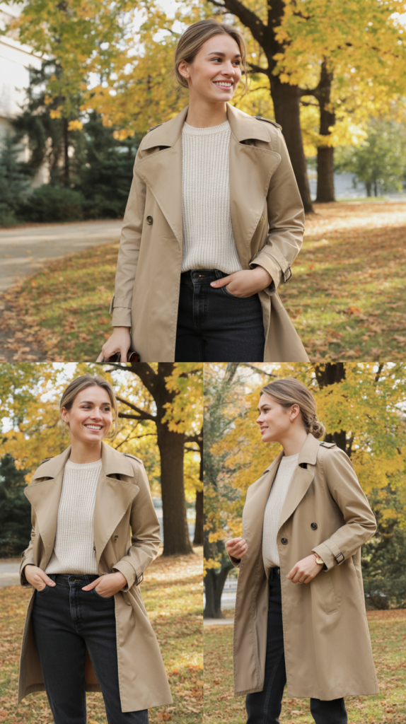 The Classic Trench Coat Over Light Knit