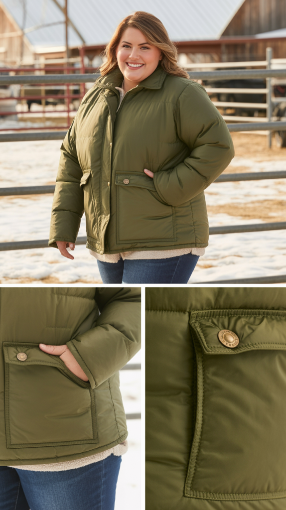Down-Filled Barn Jacket with Fleece-Lined Jeans