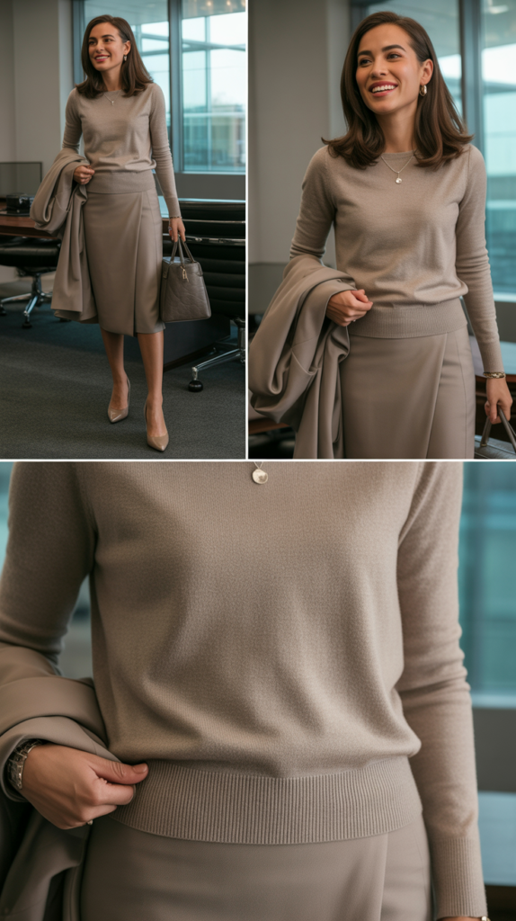 Wrap Skirt with Cashmere Sweater