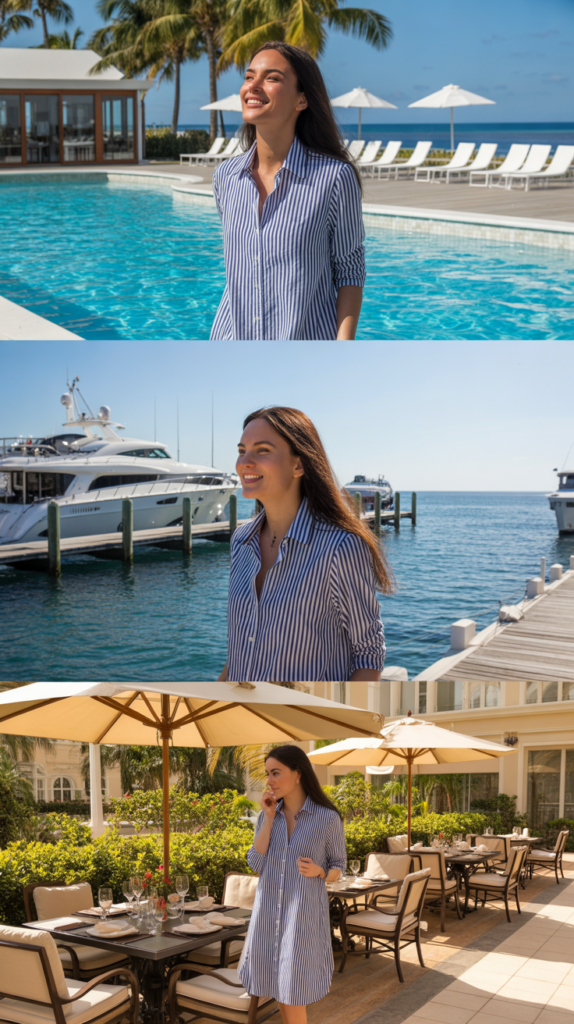 Striped Button-Down Shirt Dress