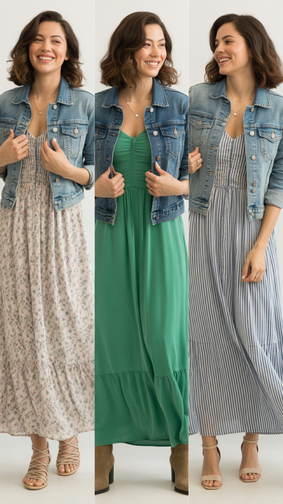 Maxi Dress with Denim Jacket