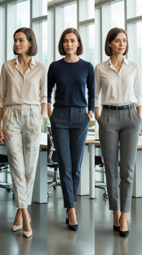 Printed Pants with Solid Color Tops