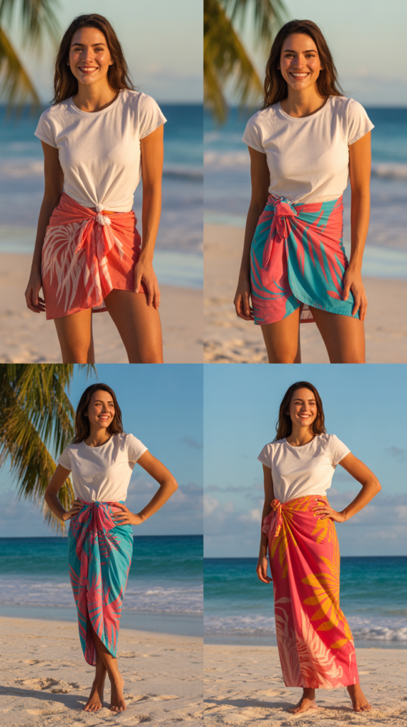 White T-Shirt and Colorful Sarong
