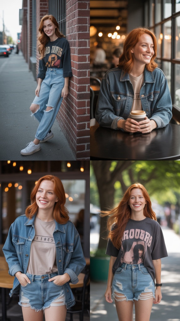 Distressed Denim With Graphic Tee