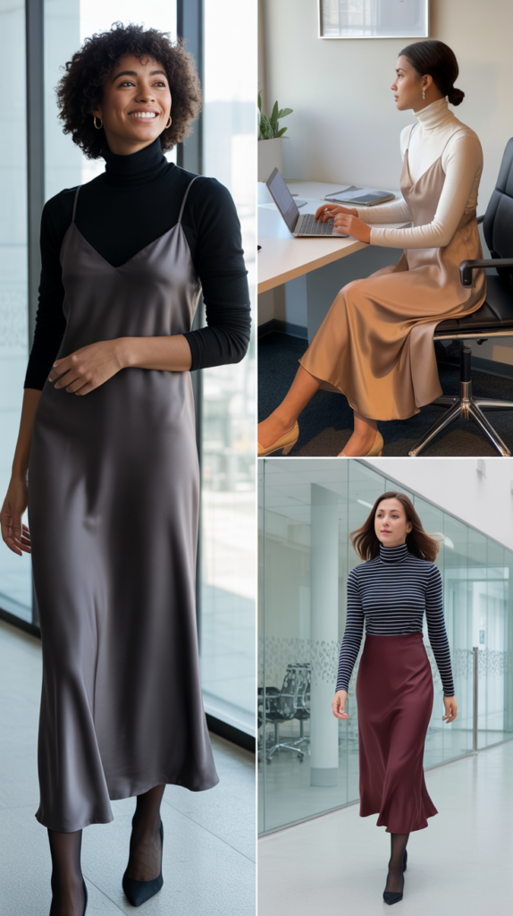 Turtleneck Under Slip Dress