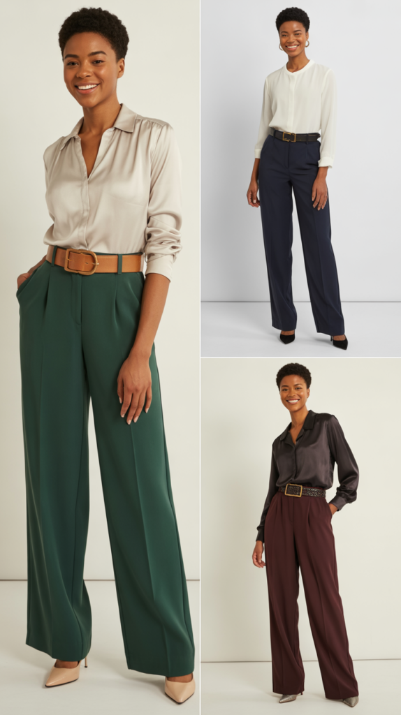 The Wide-Leg Trousers with Tucked-In Blouse