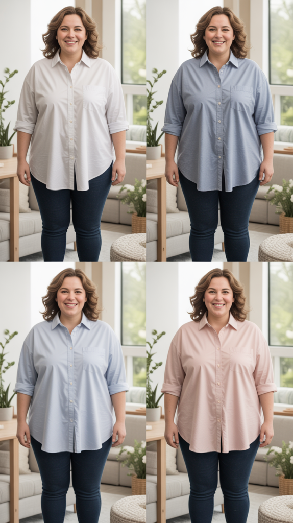 Skinny Jeans With Oversized Button-Down Shirt