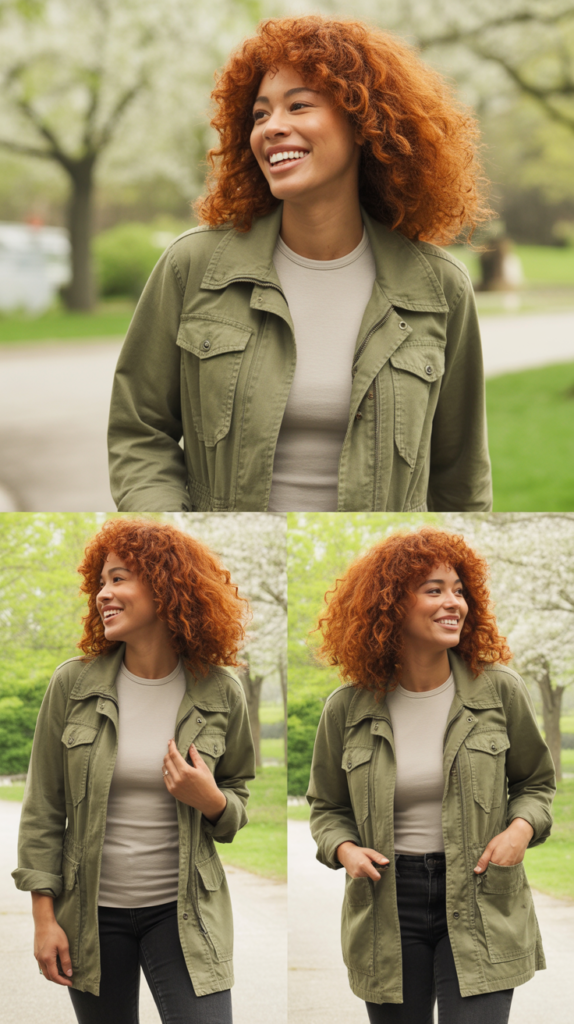 Olive Green Utility Jacket with Neutral Basics