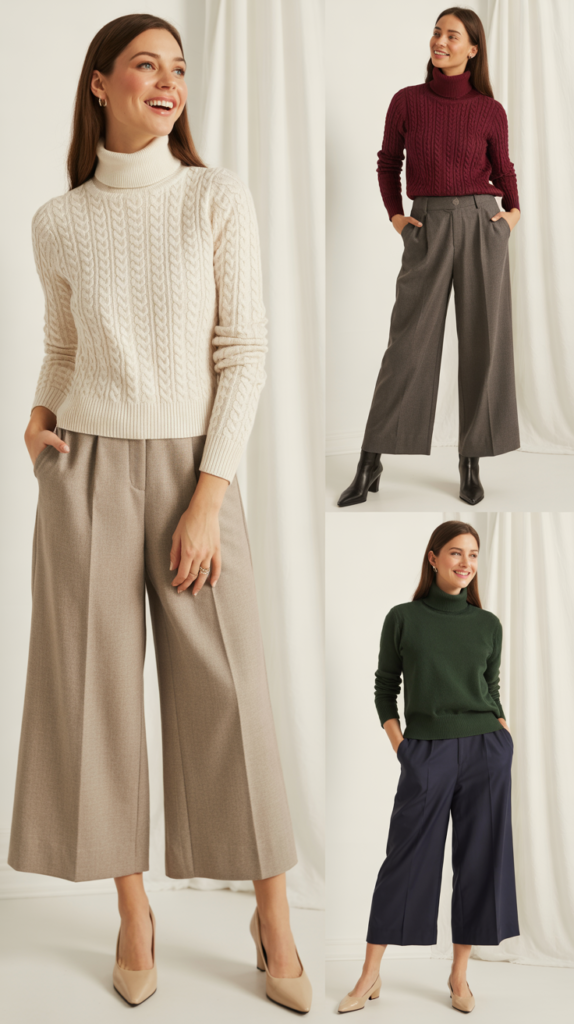 Turtleneck Sweater with Culottes