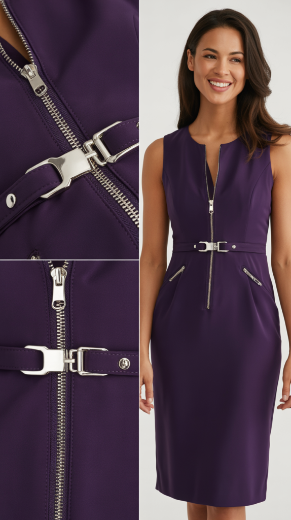 Deep Purple Sheath with Silver Hardware