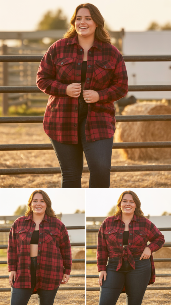Oversized Plaid Shacket with Skinny Jeans