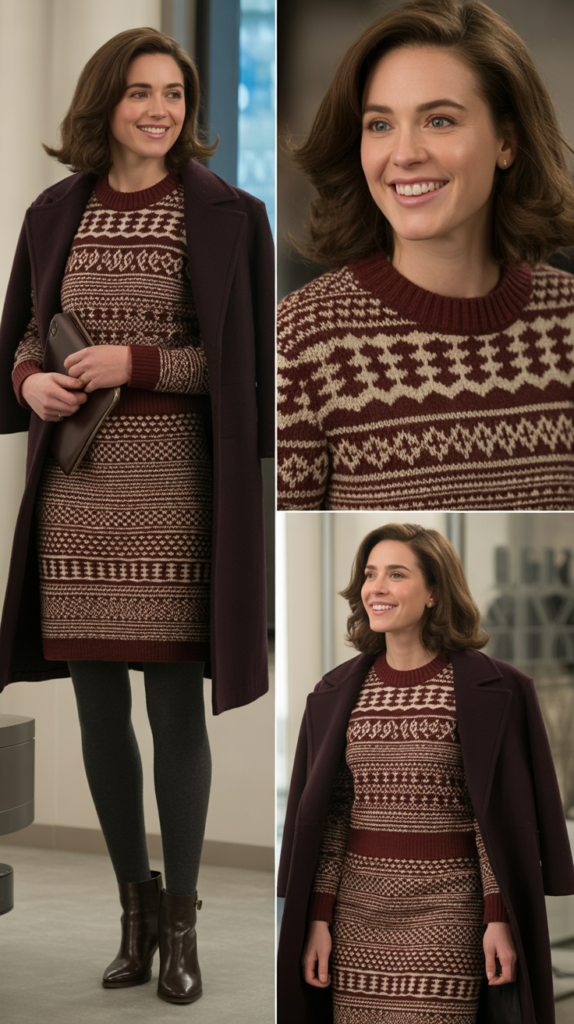 Patterned Sweater Dress with Tights