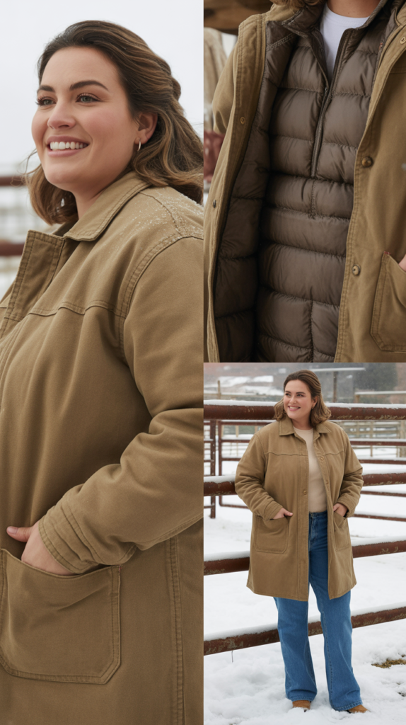  Insulated Canvas Ranch Coat with Straight Leg Jeans