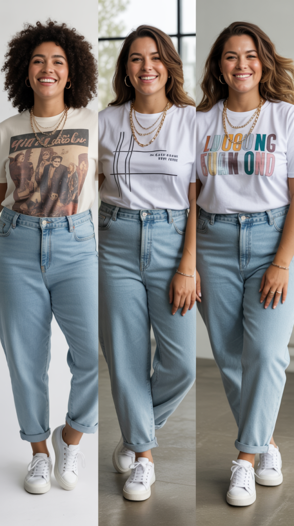 Graphic Tee with High-Waisted Mom Jeans