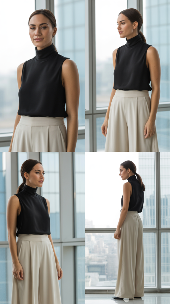 Sleeveless Turtleneck with Palazzo Pants