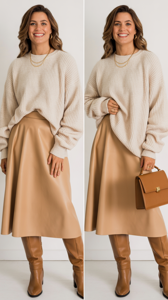 Midi Skirt with Oversized Sweater