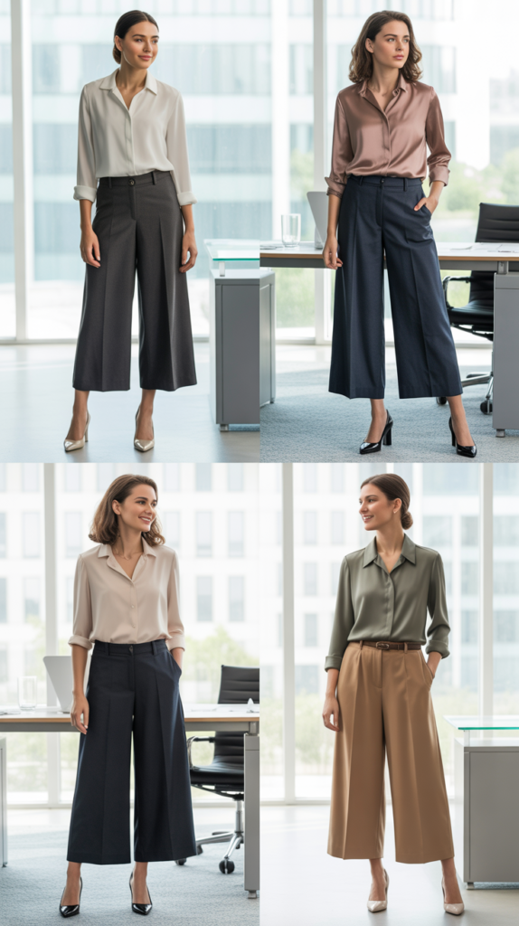 Culottes with Silk Blouse
