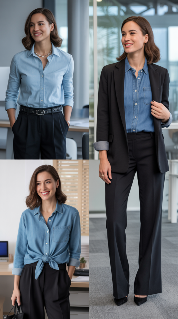 Chambray Shirt with Black Pants