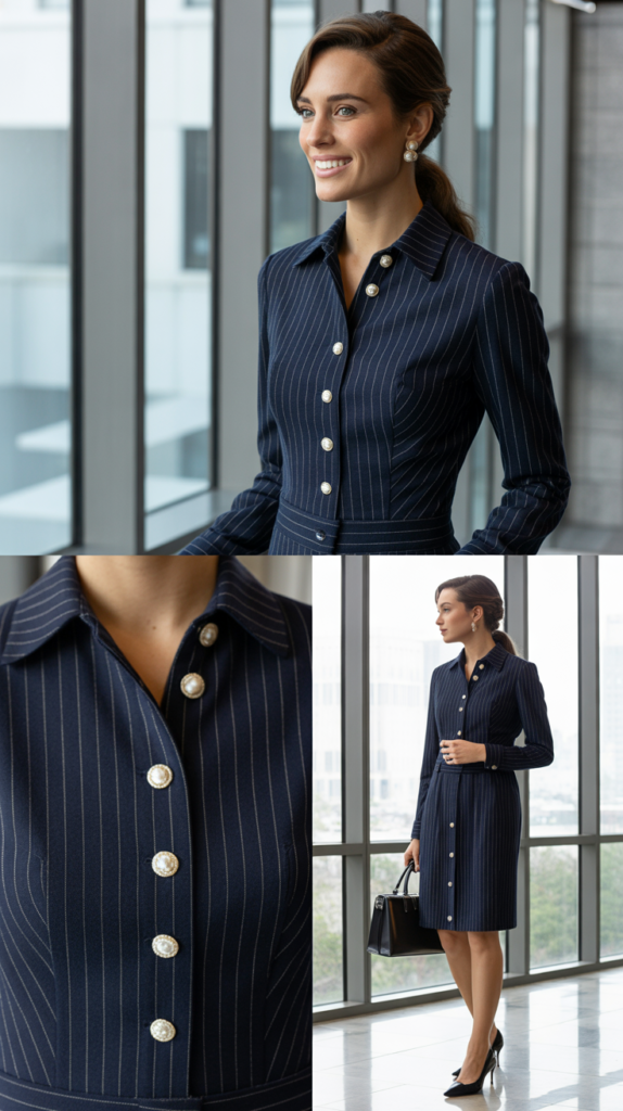  Pinstripe Shirt Dress