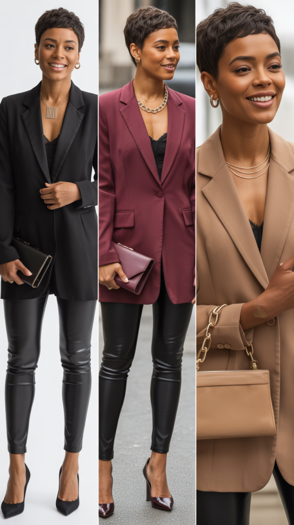 The Power Blazer with Leather Leggings