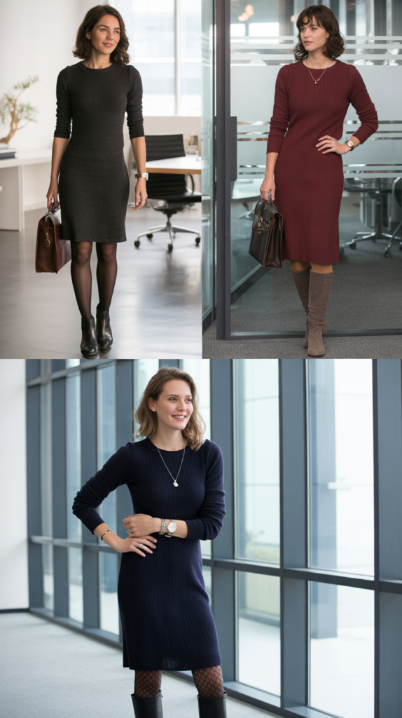 Knit Dress with Tights and Boots