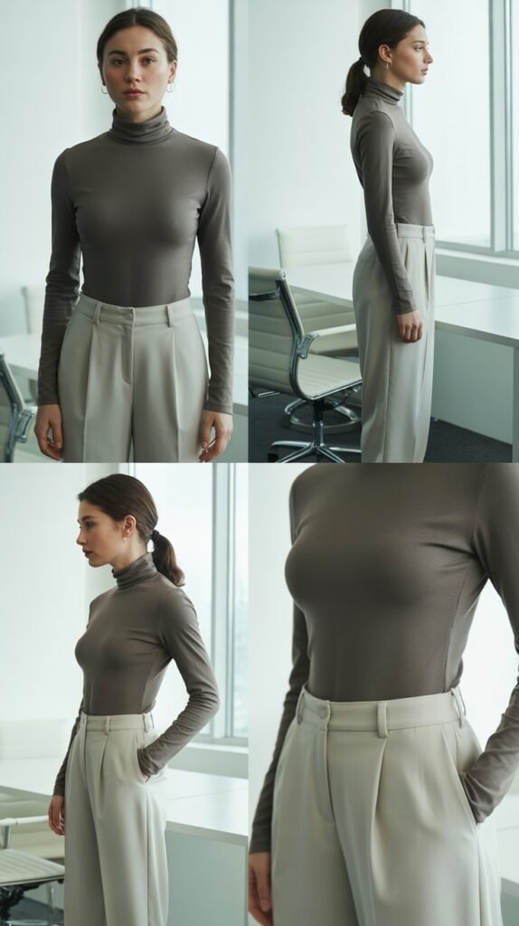 Turtleneck Bodysuit and High-Waisted Pants