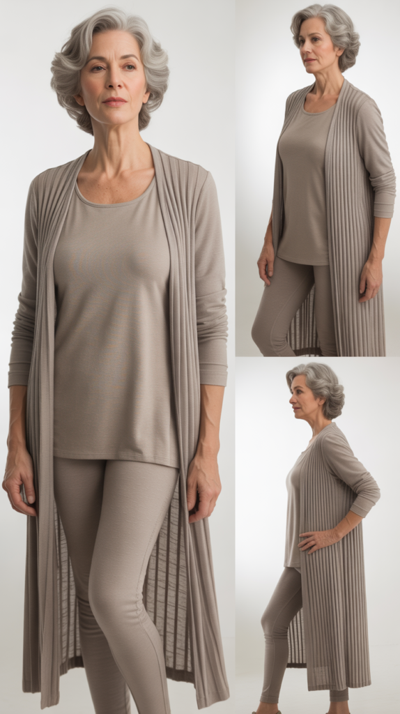 Cardigan Duster with Leggings and Tunic