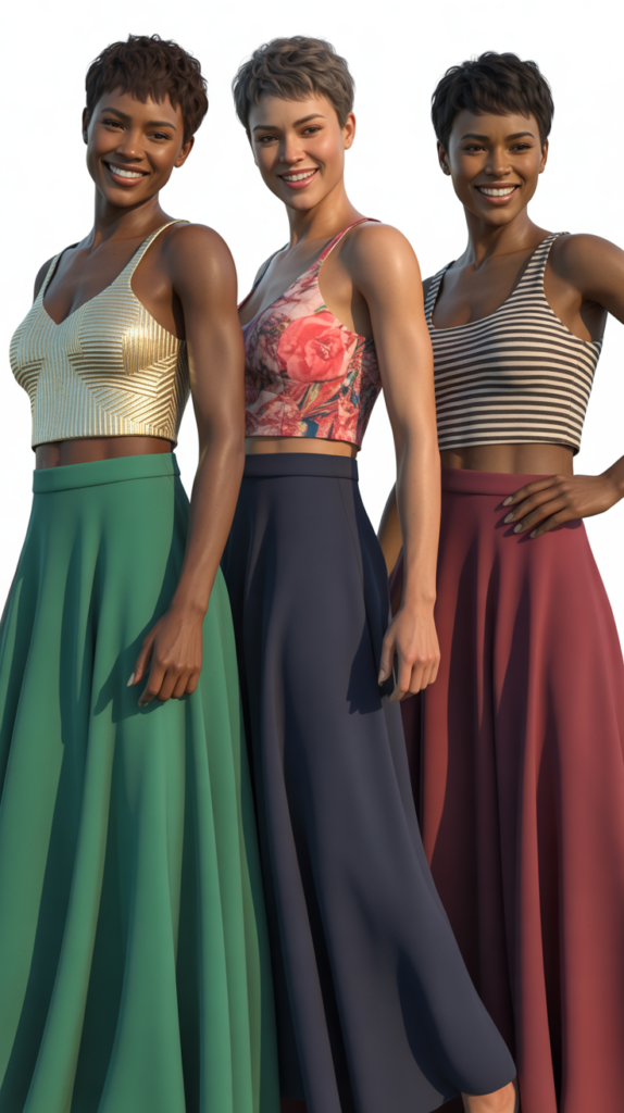 Maxi Skirts With Fitted Crop Tops
